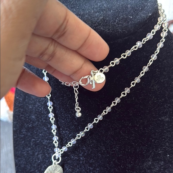 Natural stone signed JL Silver Necklace with Tassel - Picture 4 of 7